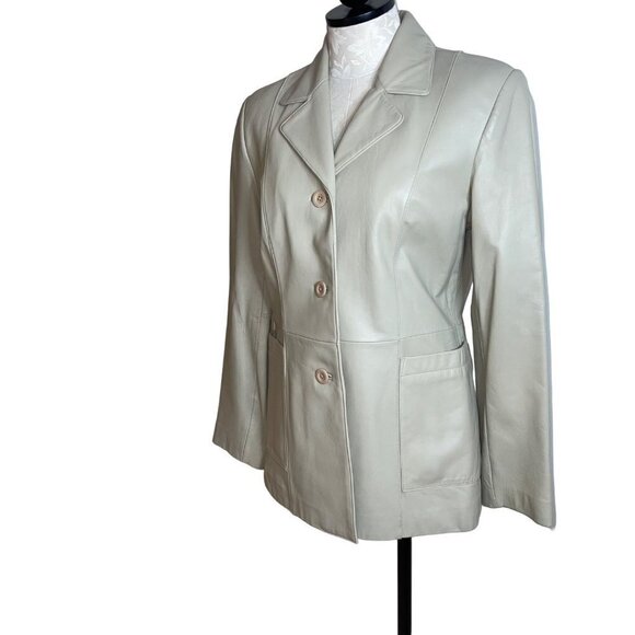 Classiques Entier Vintage Womens Blazer Jacket Size Small Beige Leather - Picture 3 of 10